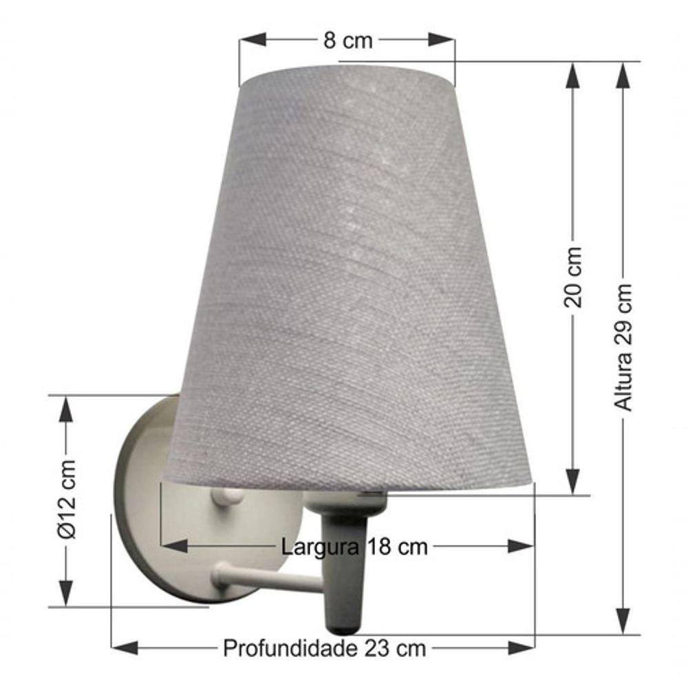 Arandela Cone Md-2007 Base Branco Cúpula Em Tecido 20-08x18cm Rustico Cinza - Bivolt - 5