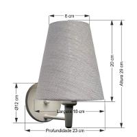 Arandela Cone Md-2007 Base Branco Cúpula Em Tecido 20-08x18cm Rustico Cinza - Bivolt - 2