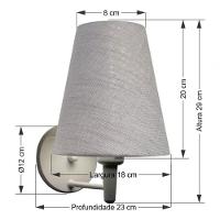 Arandela Cone Md-2007 Base Branco Cúpula Em Tecido 20-08x18cm Rustico Cinza - Bivolt - 5