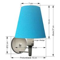 Arandela Cone Md-2013 Branco C- Inter Liga E Desl Cúpula Em Tecido Azul Turquesa - Bivolt - 2
