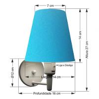 Arandela Cone Md-2013 Branco C- Inter Liga E Desl Cúpula Em Tecido Azul Turquesa - Bivolt - 4