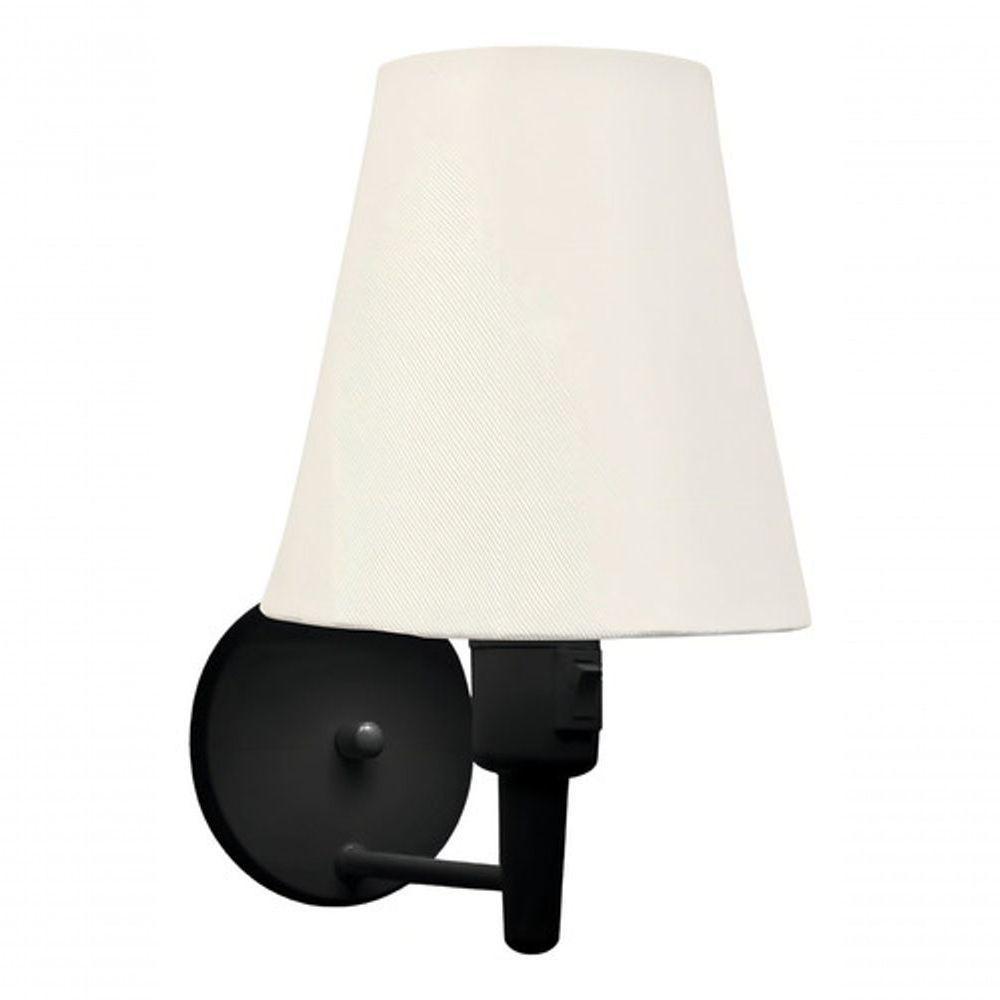 Kit-2 Arandela Cone Md-2013 Preto C- Inter Liga E Desl Cúpula Em Tecido Branco - Bivolt - 5