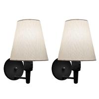 Kit-2 Arandela Cone Md-2013 Preto C- Inter Liga E Desl Cúpula Em Tecido Branco - Bivolt - 1