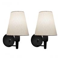 Kit-2 Arandela Cone Md-2013 Preto C- Inter Liga E Desl Cúpula Em Tecido Branco - Bivolt - 6