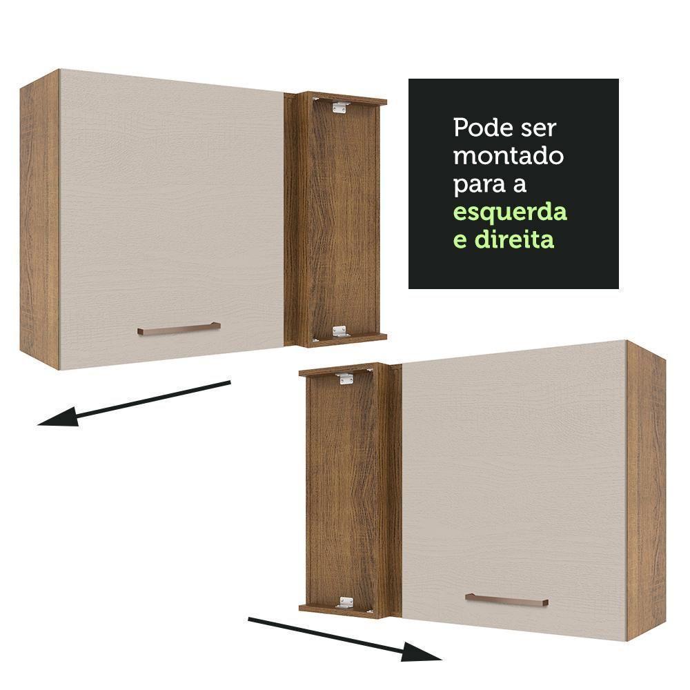Armário Aéreo De Canto 1 Porta Rustic/crema Agata Madesa Rustic/crema - 4