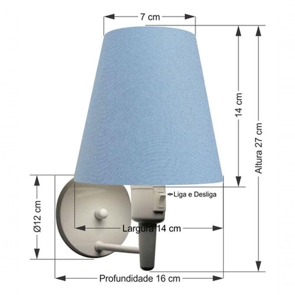 Arandela Cone Md-2013 Branco C- Inter Liga E Desl Cúpula Em Tecido Azul Bebê - Bivolt - 4