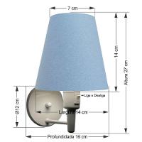 Arandela Cone Md-2013 Branco C- Inter Liga E Desl Cúpula Em Tecido Azul Bebê - Bivolt - 2