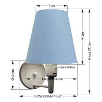 Arandela Cone Md-2013 Branco C- Inter Liga E Desl Cúpula Em Tecido Azul Bebê - Bivolt - 4