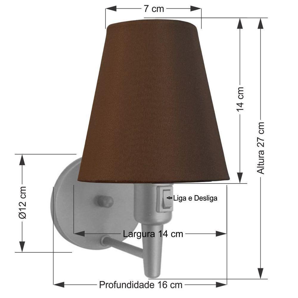 Arandela Cone Md-2013 Cinza C- Inter Liga E Desl Cúpula Em Tecido Café - Bivolt - 2