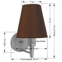 Arandela Cone Md-2013 Cinza C- Inter Liga E Desl Cúpula Em Tecido Café - Bivolt - 2