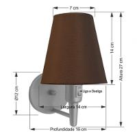Arandela Cone Md-2013 Cinza C- Inter Liga E Desl Cúpula Em Tecido Café - Bivolt - 5