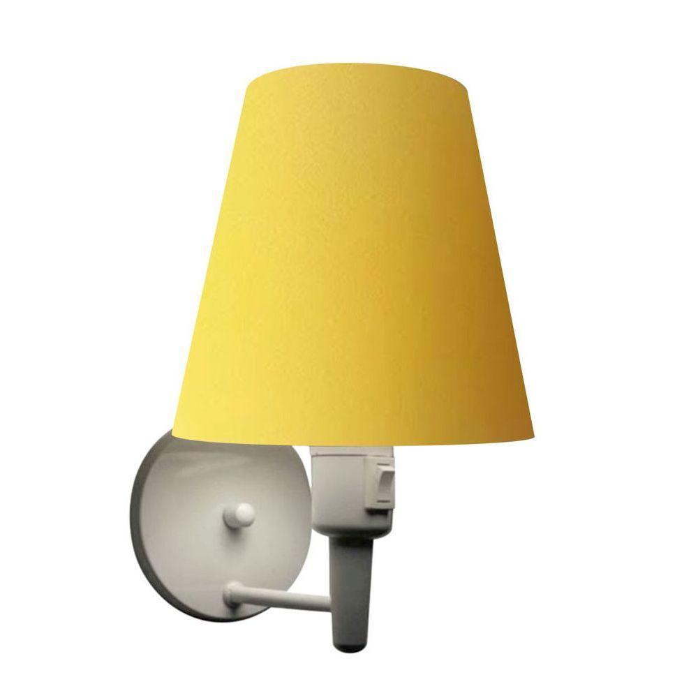 Arandela Cone Md-2013 Branco C- Inter Liga E Desl Cúpula Em Tecido Amarelo - Bivolt - 1