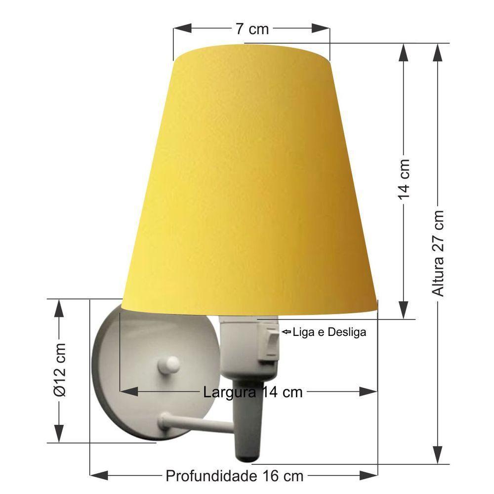 Arandela Cone Md-2013 Branco C- Inter Liga E Desl Cúpula Em Tecido Amarelo - Bivolt - 2