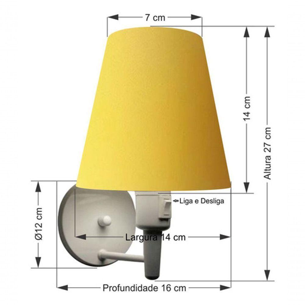 Arandela Cone Md-2013 Branco C- Inter Liga E Desl Cúpula Em Tecido Amarelo - Bivolt - 4