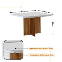 Mesa De Jantar Olímpia 90cm Mdf Vidro 4 Cadeiras Carol Turim 07/off White/imbuia
