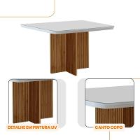 Mesa De Jantar Olímpia 90cm Mdf Vidro 4 Cadeiras Carol Turim 07/off White/imbuia - 5