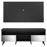 Rack Com Painel Tv 65" Retrô Com Espelho Flórida Multimóveis V3138 Preto Preto - 3