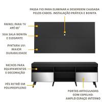 Rack Com Painel Tv 65" Retrô Com Espelho Flórida Multimóveis V3138 Preto Preto - 7