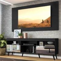Rack Com Painel Tv 65" Retrô Com Espelho Flórida Multimóveis V3138 Preto Preto - 8
