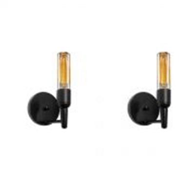 Kit-2 Arandela Retro Md-2028 Preto Suporte Para Lâmpada - Bivolt
