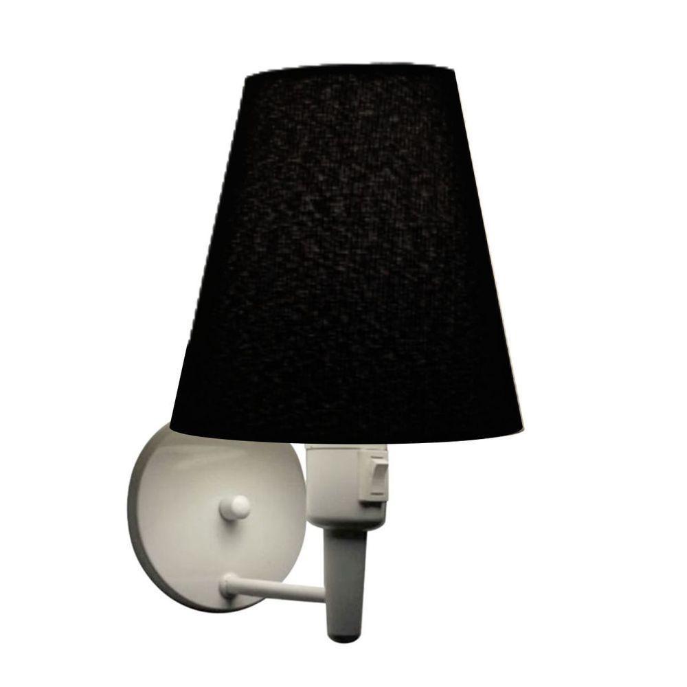 Kit-2 Arandela Cone Md-2013 Branco C- Inter Liga E Desl Cúpula Em Tecido Preto - Bivolt - 4