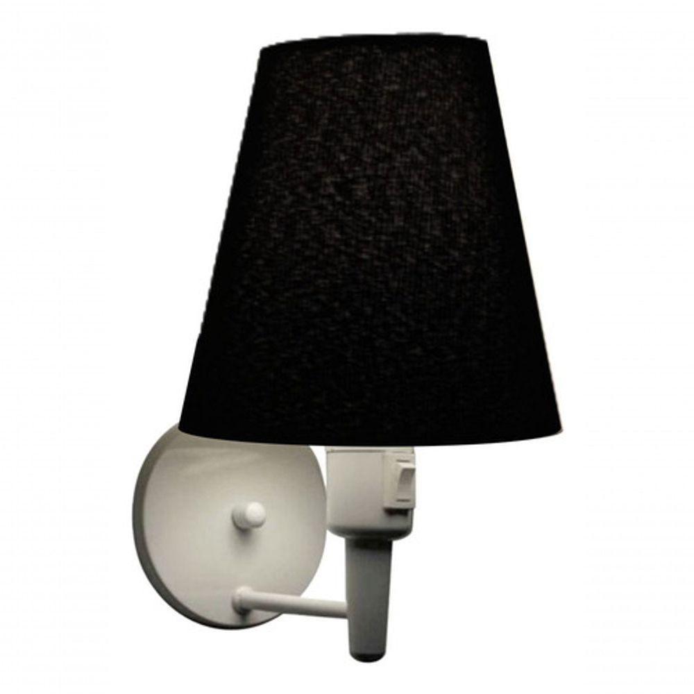 Kit-2 Arandela Cone Md-2013 Branco C- Inter Liga E Desl Cúpula Em Tecido Preto - Bivolt - 8