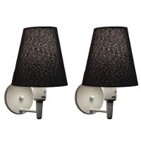 Kit-2 Arandela Cone Md-2013 Branco C- Inter Liga E Desl Cúpula Em Tecido Preto - Bivolt - 1