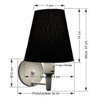 Kit-2 Arandela Cone Md-2013 Branco C- Inter Liga E Desl Cúpula Em Tecido Preto - Bivolt - 3