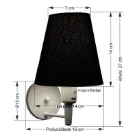 Kit-2 Arandela Cone Md-2013 Branco C- Inter Liga E Desl Cúpula Em Tecido Preto - Bivolt - 7