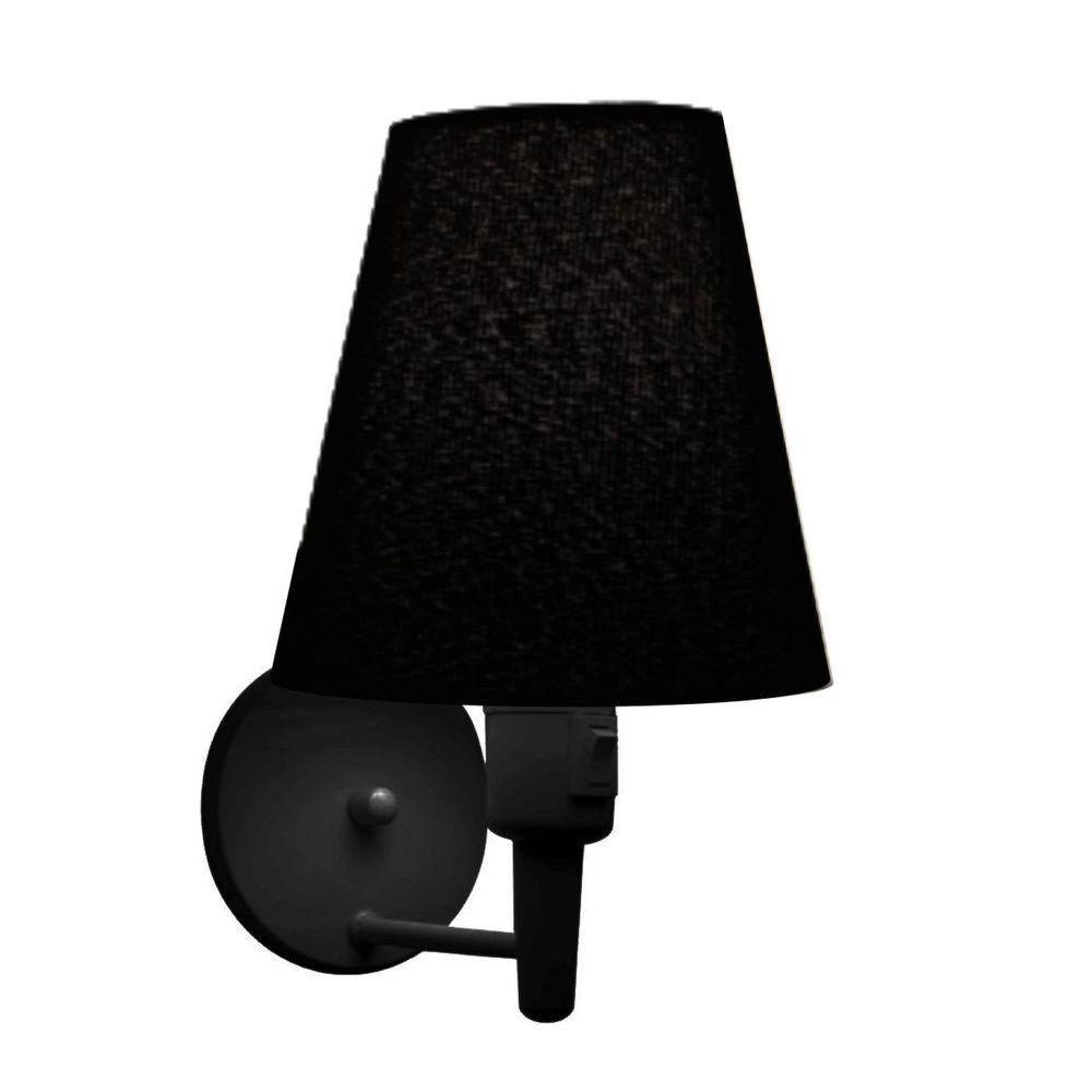 Kit-2 Arandela Cone Md-2013 Preto C- Inter Liga E Desl Cúpula Em Tecido Preto - Bivolt - 4