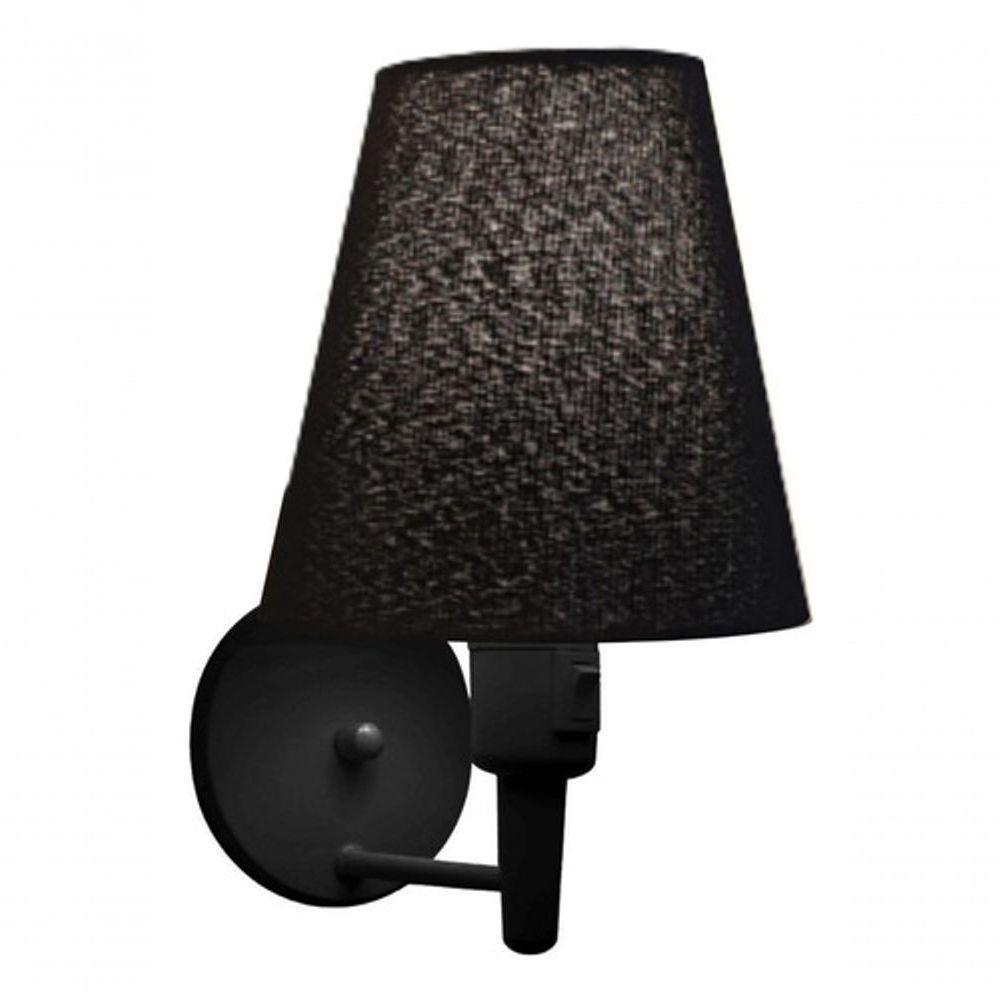 Kit-2 Arandela Cone Md-2013 Preto C- Inter Liga E Desl Cúpula Em Tecido Preto - Bivolt - 6