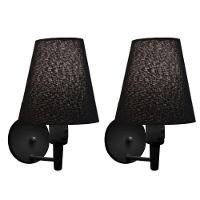 Kit-2 Arandela Cone Md-2013 Preto C- Inter Liga E Desl Cúpula Em Tecido Preto - Bivolt - 1