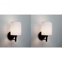 Kit-2 Arandela Cilíndrica Md-2009 Base Preto Cúpula Em Tecido 14x15cm Branco - Bivolt - 8