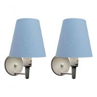 Kit-2 Arandela Cone Md-2013 Branco C- Inter Liga E Desl Cúpula Em Tecido Azul Bebê - Bivolt - 5