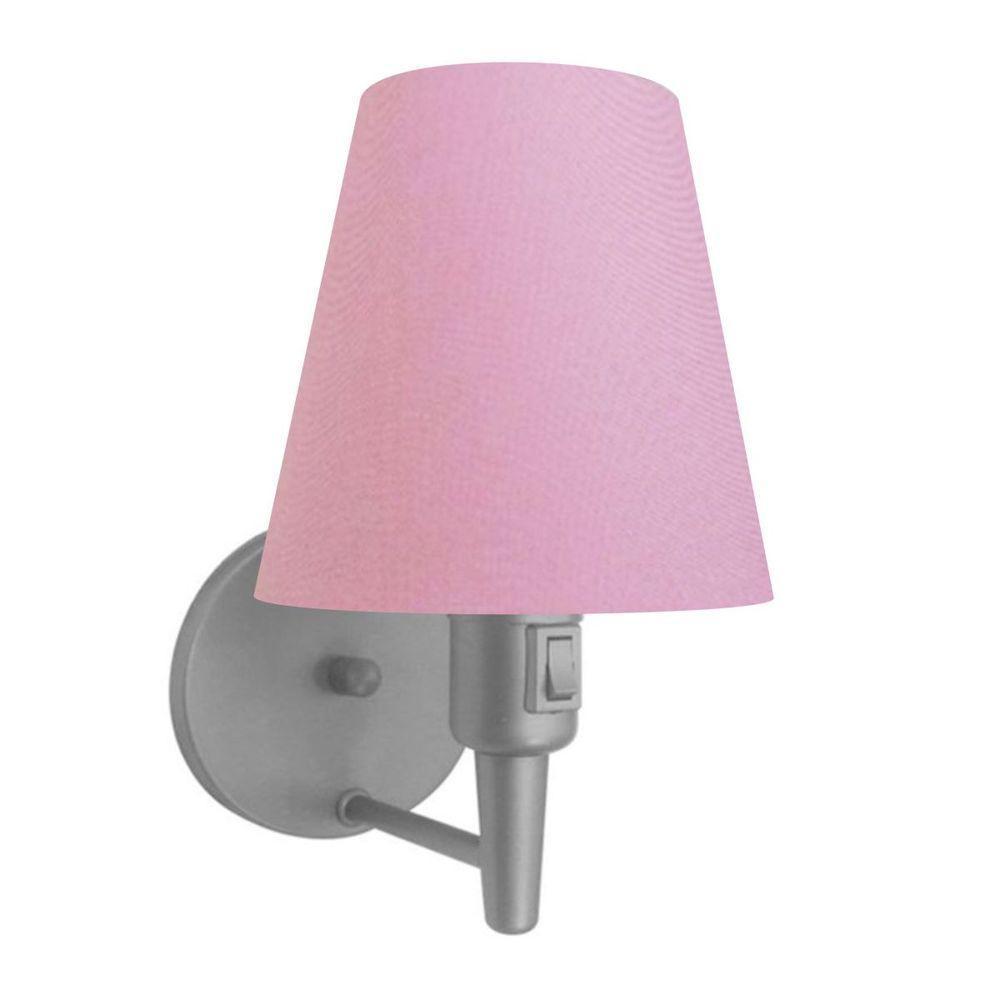 Kit-2 Arandela Cone Md-2013 Cinza C- Inter Liga E Desl Cúpula Em Tecido Rosa Bebê - Bivolt - 2