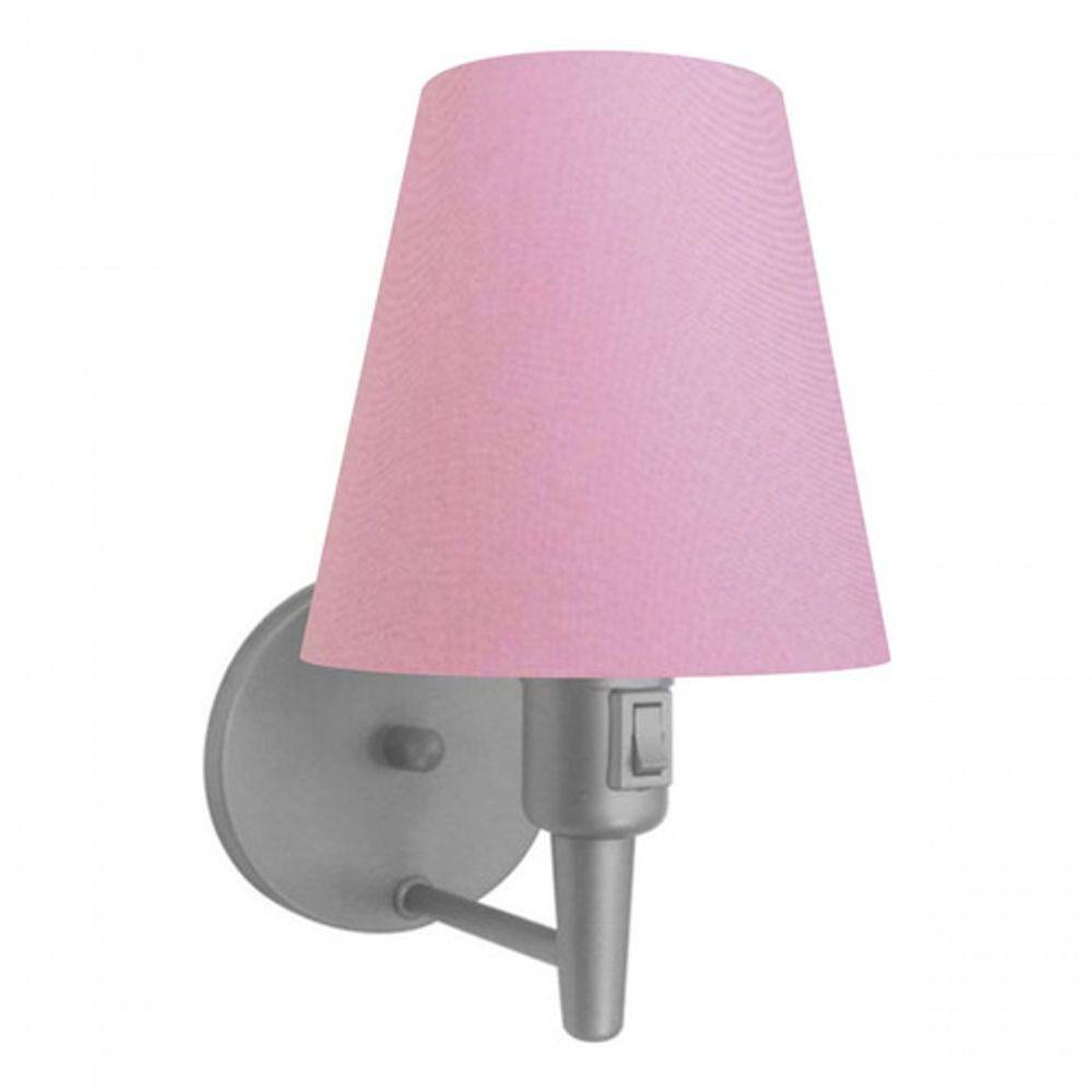 Kit-2 Arandela Cone Md-2013 Cinza C- Inter Liga E Desl Cúpula Em Tecido Rosa Bebê - Bivolt - 5