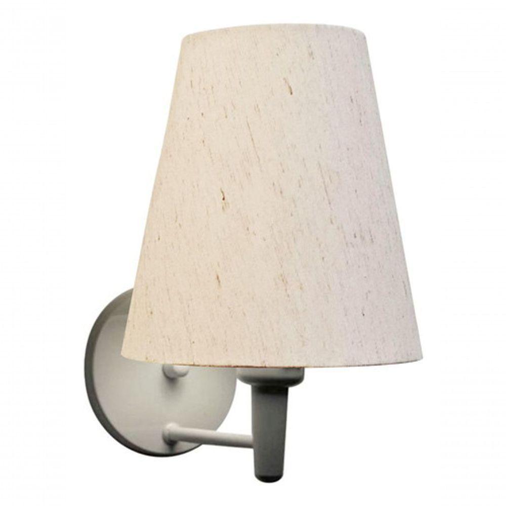 Kit-2 Arandela Cone Md-2007 Base Branco Cúpula Em Tecido 20-08x18cm Linho Bege - Bivolt - 6