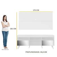 Rack Com Painel Tv 65" Retrô Com Espelho Flórida Multimóveis V3138 Branco Branco