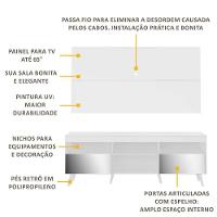 Rack Com Painel Tv 65" Retrô Com Espelho Flórida Multimóveis V3138 Branco Branco - 7