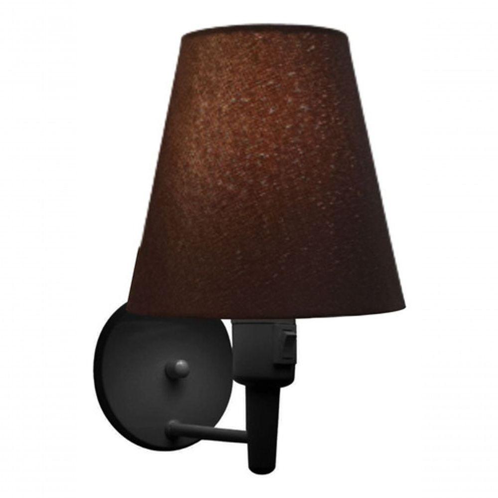 Kit-2 Arandela Cone Md-2013 Preto C- Inter Liga E Desl Cúpula Em Tecido Café - Bivolt - 6