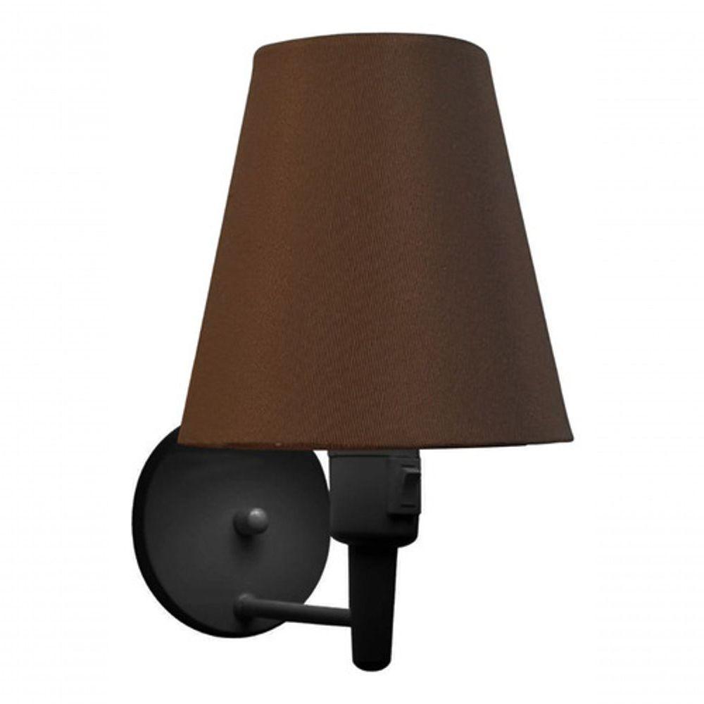 Kit-2 Arandela Cone Md-2013 Preto C- Inter Liga E Desl Cúpula Em Tecido Café - Bivolt - 8