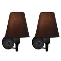 Kit-2 Arandela Cone Md-2013 Preto C- Inter Liga E Desl Cúpula Em Tecido Café - Bivolt - 1