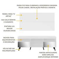 Rack Com Painel Tv 65" Retrô Com Espelho Flórida Multimóveis V3138 Branco/Preto Branco/Preto - 7