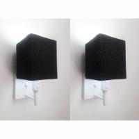 Kit-2 Arandela Quadrada Md-2019 Branco C- Inter Liga E Desl Cúpula Em Tecido Preto - Bivolt - 1