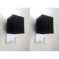 Kit-2 Arandela Quadrada Md-2019 Branco C- Inter Liga E Desl Cúpula Em Tecido Preto - Bivolt - 3