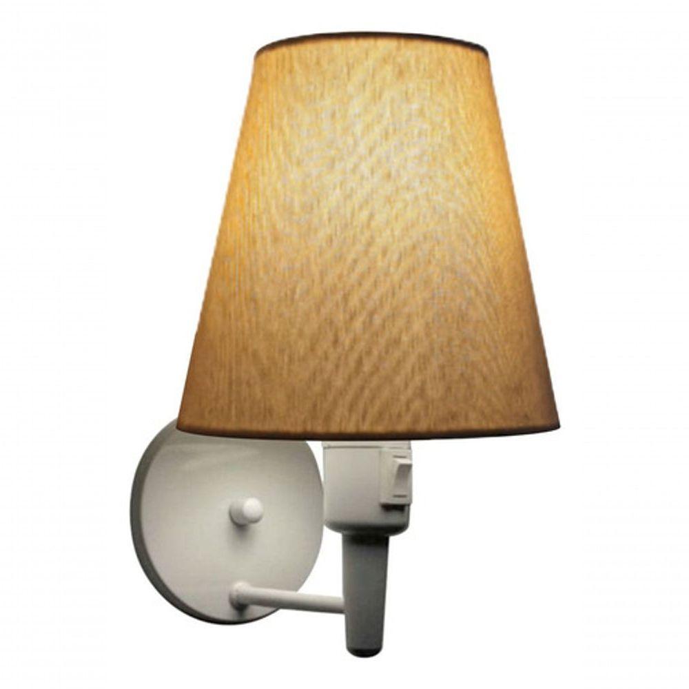 Kit-2 Arandela Cone Md-2013 Branco C- Inter Liga E Desl Cúpula Em Tecido Palha - Bivolt - 6