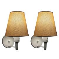 Kit-2 Arandela Cone Md-2013 Branco C- Inter Liga E Desl Cúpula Em Tecido Palha - Bivolt - 1