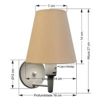 Kit-2 Arandela Cone Md-2013 Branco C- Inter Liga E Desl Cúpula Em Tecido Palha - Bivolt - 7