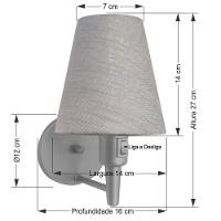 Kit-2 Arandela Cone Md-2013 Cinza C- Inter Liga E Desl Cúpula Em Tecido Cinza - Bivolt - 3