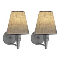 Kit-2 Arandela Cone Md-2013 Cinza C- Inter Liga E Desl Cúpula Em Tecido Rustico Bege - Bivolt - 5